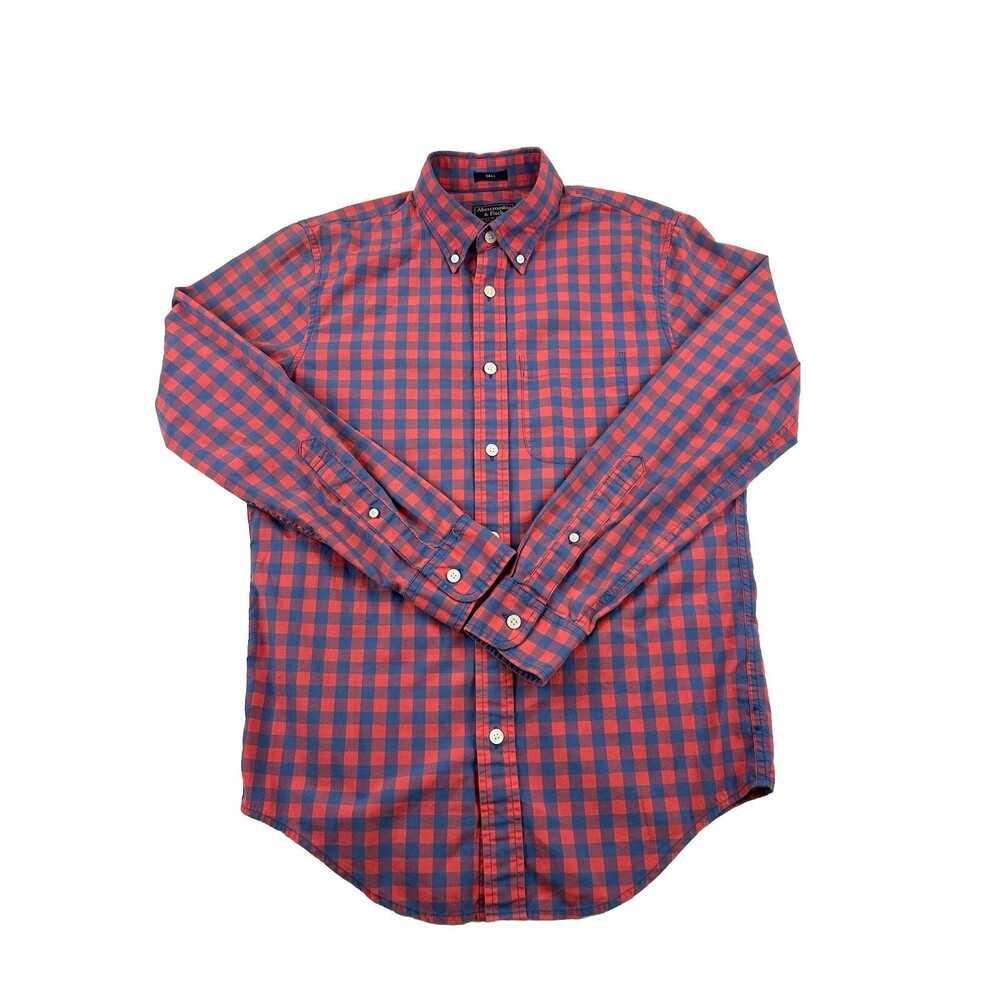 Abercrombie Fitch Button Up Shirt Mens S Tall Long Sleeve Vibrant Color Check